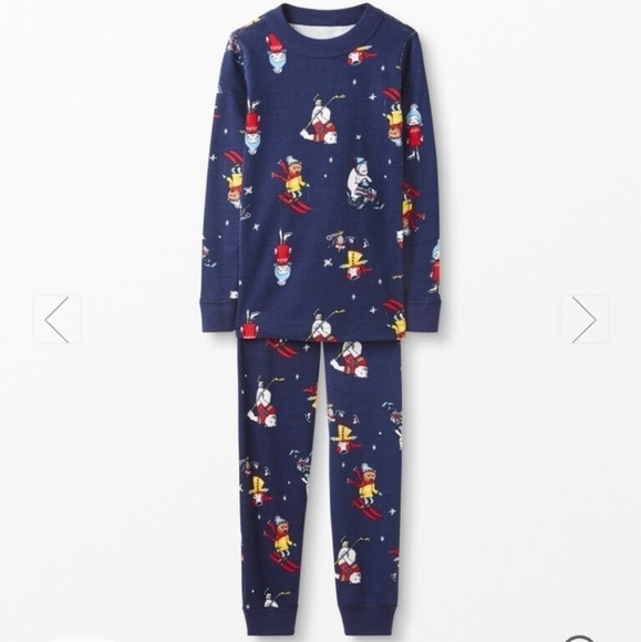 Hanna Andersson Long John Organic Cotton Pajamas Skiing Bears size 90 (US 3) - Picture 1 of 9